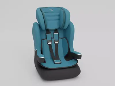 Baby-plus car seat blue for baby with hexagon pattern Isofix S Low-poly 3D model
