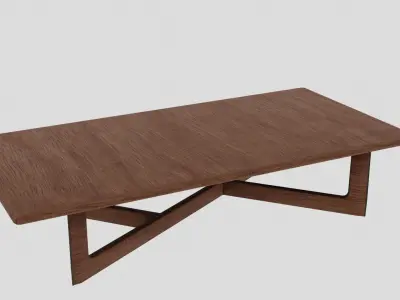 Table modern coffee with wooden legs Free low-poly 3D model
