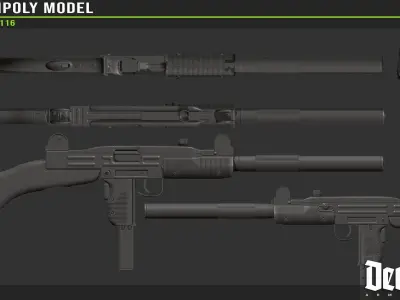 UZI Highpoly model gun 3D model