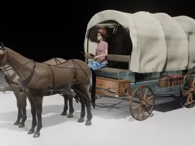 western cowboy cart 3D model