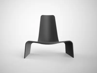 Plank land armchair black plastic Low-poly 3D model