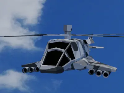 Helicopter flying in sky Low-poly 3D model