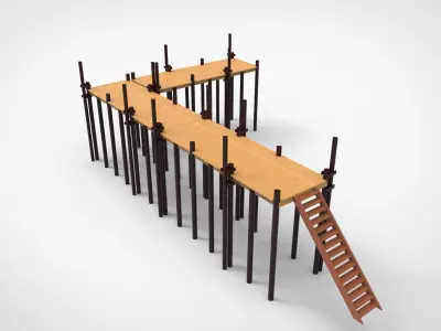 traditional jetty harbor Low-poly 3D model