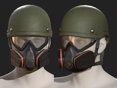 Helmet gas mask scifi military combat 3d futuristic  Low-poly 3D model