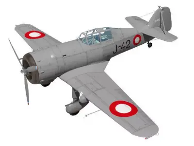 fokker D-XXI Danish Air Force 3D model