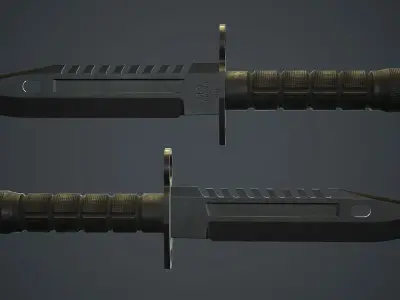 Black M9 Bayonet Knife PBR Game Ready Low-poly 3D model