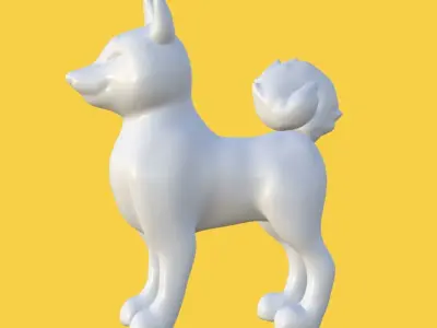 Happy Charming Cartoon Shiba Inu Dog Figure Figurine Model 3D model