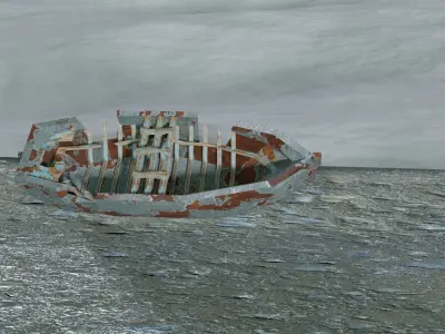 Ship Wrecked Low-poly 3D model