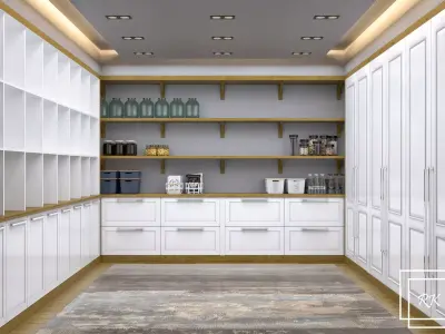 Furniture walk in closet with cabinets and shelves Free 3D model