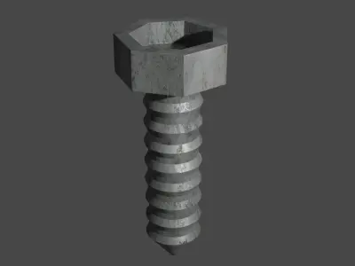 High-poly Bolt screw Free 3D model