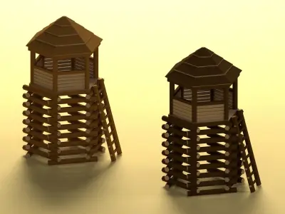 Low Poly Wood Tower 1 Low-poly 3D model