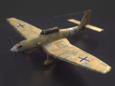 Afrika Korps Ju 87 Stuka Low-poly 3D model