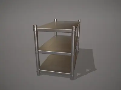 Stainless Steel Kitchen Shelves Commercial Low-poly 3D model