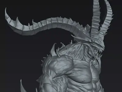 Demon lord of Skulls Horned Demon Warrior 3D print model