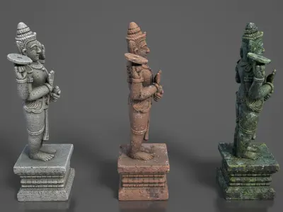 Ancient Khmer Statue18-250523 Low-poly 3D model