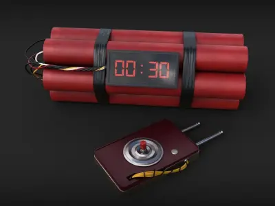 TNT explosives with its denotetor Low-poly 3D model