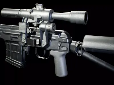 PBR - SVD Dragunov Paratrooper - Game-Ready 3D Asset Low-poly 3D model