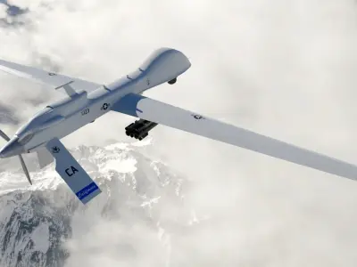 Low Poly PBR Game Ready MQ-1C Drone Low-poly 3D model