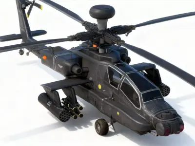 AH-64D Apache Longbow Attack Helicopter with Cockpit 3D model