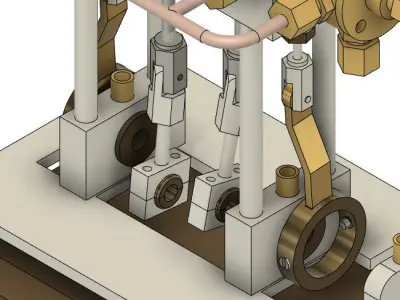 2 Cylinder Vertical Marine Type Steam Engine 3D model