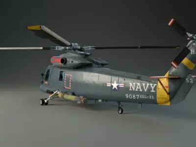  Lowpoly Helicopter - Seasprite SH2F Low-poly 3D model