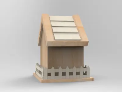 Wooden Bird House Free low-poly 3D model