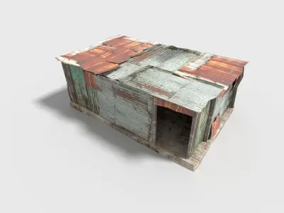 metal plates hut Low-poly 3D model