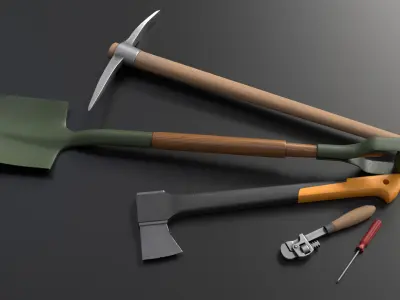 SURVIVAL low poly PROPS Free low-poly 3D model