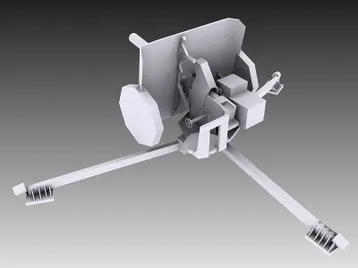 2 Pounder Anti-Tank Gun 3D model