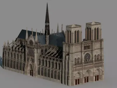 Notre-Dame de Paris Cathedral-UV-texture 3D model