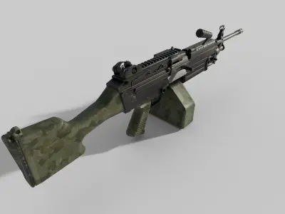 M249 Machine gun low poly  Low-poly 3D model