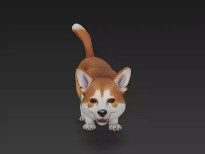 Dog Realistic 3D Model - Low Poly Realistic Low-poly 3D model