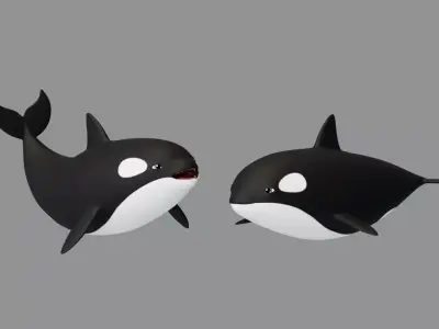 Rigged Cartoon Killer Whale 3D model