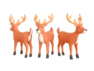 Cartoon Reindeer 4 Cute  Low-poly 3D model