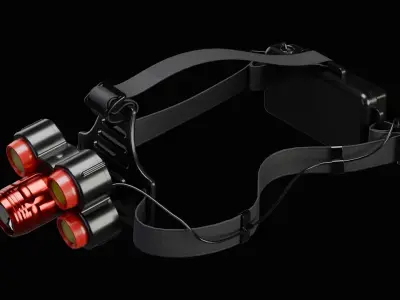 LED Headlamp Low-poly 3D model