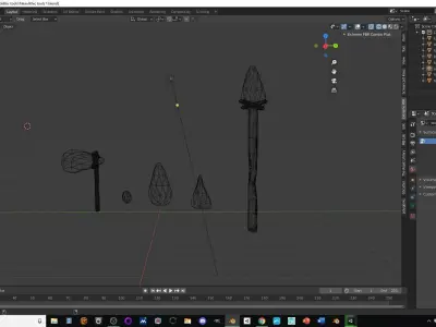 Neolithic tools Low-poly 3D model
