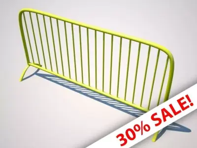 Yellow Barrier Fence Low-poly 3D model