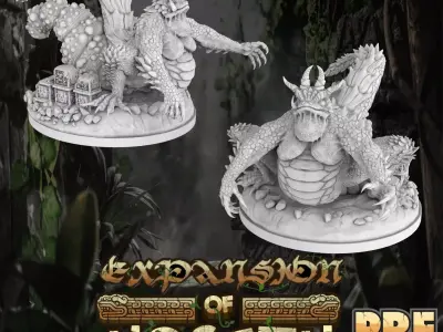 Lizardfolk Queen With Spawning Base 3D print model