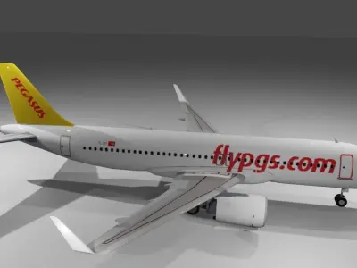 Pegasus airlines airbus a320neo low poly 3d model and cockpit Low-poly 3D model