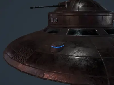 RIGGED WWII German Nazi UFO Prototype Haubenu II Low-poly 3D model