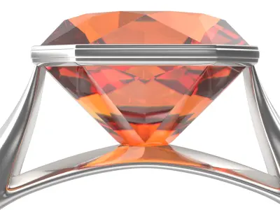 Asscher Cut Imperial Topaz On Silver Wedding Ring V01 3D model