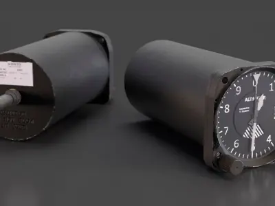 Altimeter Instrument Used Condition Black Rigged 3D model
