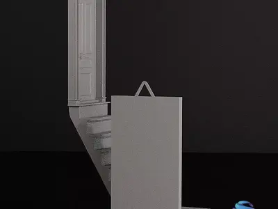  Corner Shelf with Stairs and Doors - Commercial License 3D print model