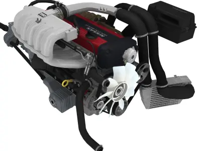 Nissan RB20DETR engine Low-poly 3D model