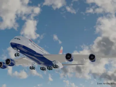 Airbus A380 Giant Airplane Low Polygon Low-poly 3D model