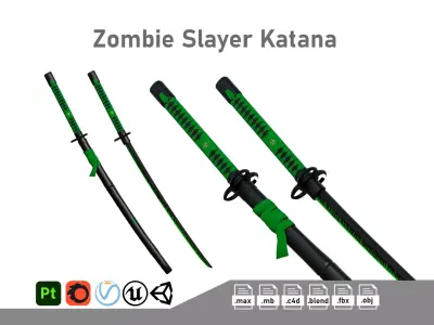 Zombie Slayer Katana Low-poly 3D model