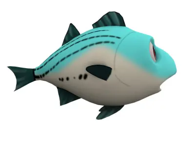 White Bass Fish Cartoon Animated Low-poly 3D model