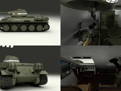T34 76 Tank with Interior  3D model