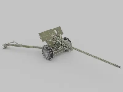  ZIS-2 57 mm anti-tank Low-poly 3D model