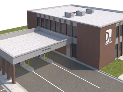 Commercial-033 Bank Office Building With Drive Thru 3D model